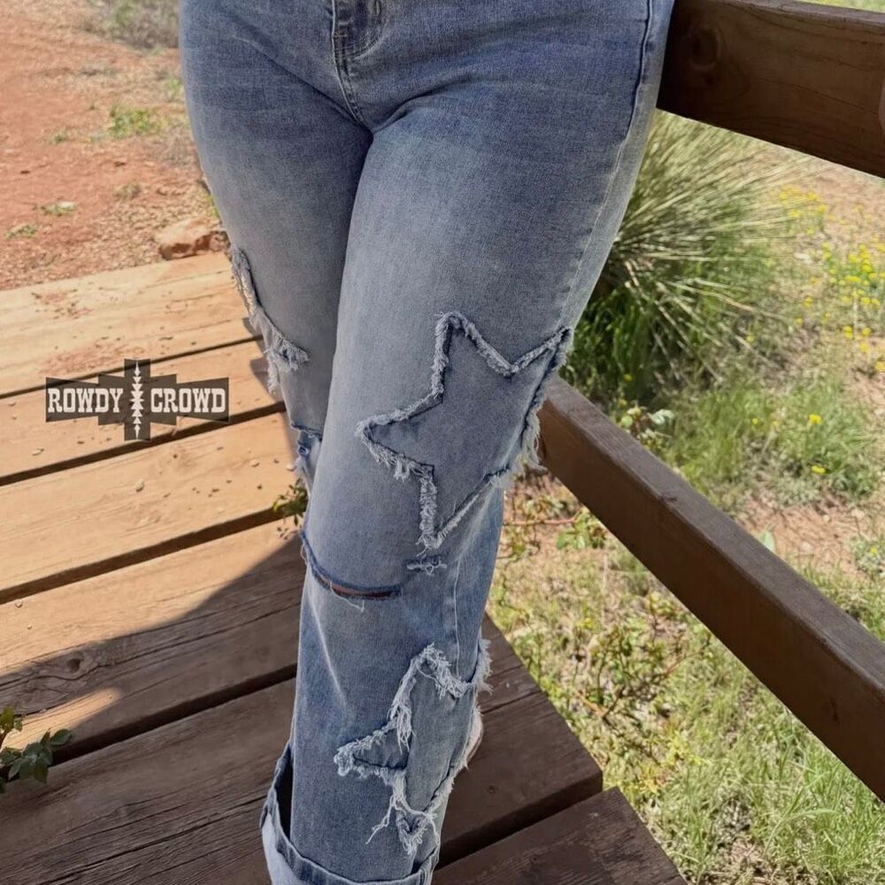 Western Oh My Stars Denim Jeans Boho Chic Casual Pants New - Picture 4 of 8